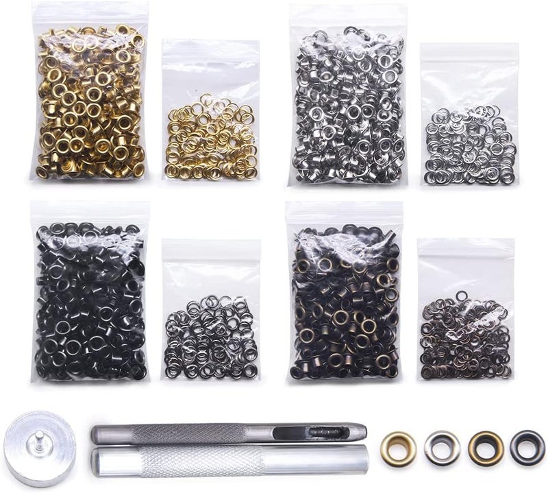 SEMINI Grommet Kit 800 Sets Gronmets Eyelets with 3 Pieces Install Tool Kit, 4 Colors - Image 1